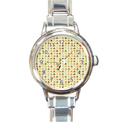 Christmas Textur 05 Round Italian Charm Watch by artworkshop