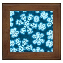 Snowflakes And Star Patterns Blue Frost Framed Tile by artworkshop