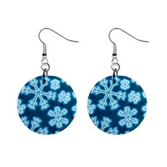 Snowflakes And Star Patterns Blue Frost Mini Button Earrings by artworkshop