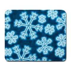 Snowflakes And Star Patterns Blue Frost Large Mousepad by artworkshop