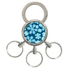 Snowflakes And Star Patterns Blue Frost 3-ring Key Chain by artworkshop