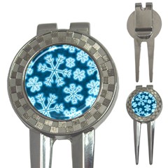 Snowflakes And Star Patterns Blue Frost 3-in-1 Golf Divots by artworkshop