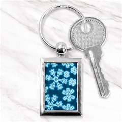 Snowflakes And Star Patterns Blue Frost Key Chain (rectangle) by artworkshop