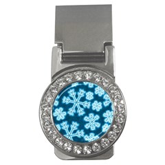 Snowflakes And Star Patterns Blue Frost Money Clips (cz)  by artworkshop