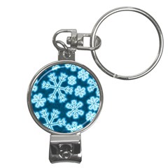 Snowflakes And Star Patterns Blue Frost Nail Clippers Key Chain by artworkshop