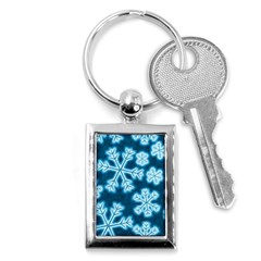 Snowflakes And Star Patterns Blue Frost Key Chain (rectangle) by artworkshop