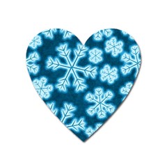 Snowflakes And Star Patterns Blue Frost Heart Magnet by artworkshop