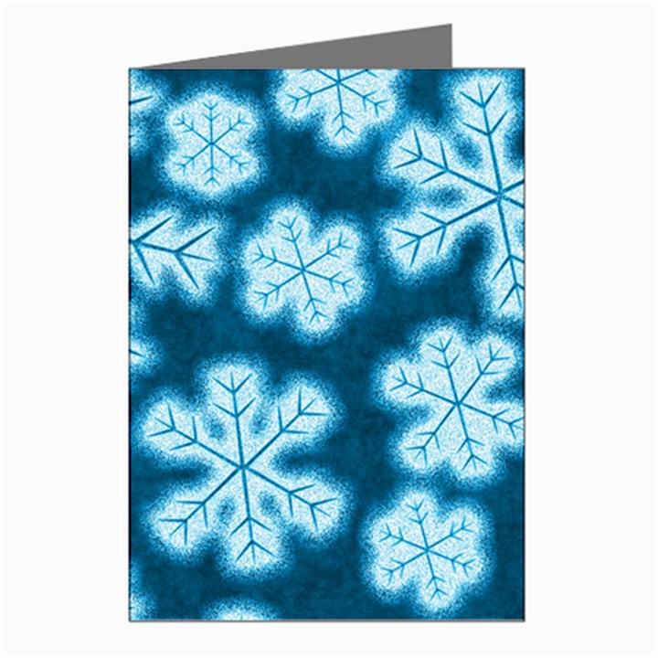 Snowflakes And Star Patterns Blue Frost Greeting Cards (Pkg of 8)