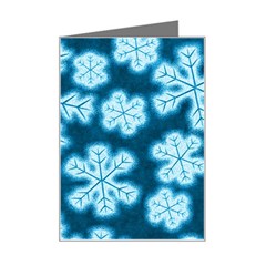 Snowflakes And Star Patterns Blue Frost Mini Greeting Card by artworkshop