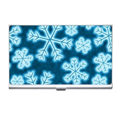 Snowflakes And Star Patterns Blue Frost Business Card Holder by artworkshop