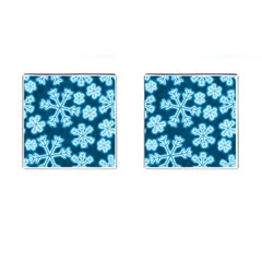 Snowflakes And Star Patterns Blue Frost Cufflinks (square) by artworkshop