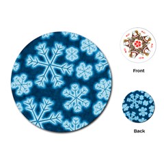 Snowflakes And Star Patterns Blue Frost Playing Cards Single Design (round) by artworkshop