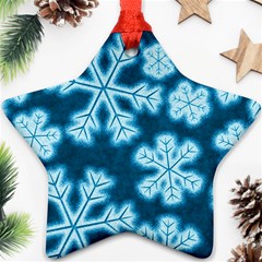 Snowflakes And Star Patterns Blue Frost Star Ornament (two Sides) by artworkshop