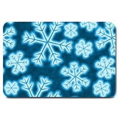 Snowflakes And Star Patterns Blue Frost Large Doormat by artworkshop