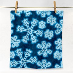 Snowflakes And Star Patterns Blue Frost Face Towel by artworkshop