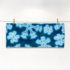 Snowflakes And Star Patterns Blue Frost Hand Towel by artworkshop