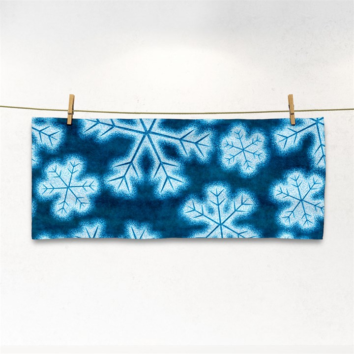 Snowflakes And Star Patterns Blue Frost Hand Towel