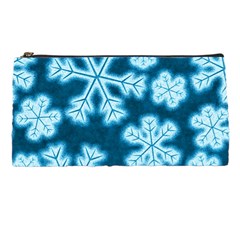 Snowflakes And Star Patterns Blue Frost Pencil Case by artworkshop