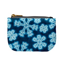 Snowflakes And Star Patterns Blue Frost Mini Coin Purse by artworkshop