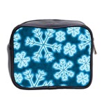 Snowflakes And Star Patterns Blue Frost Mini Toiletries Bag (Two Sides) Back