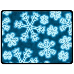 Snowflakes And Star Patterns Blue Frost Fleece Blanket (large)  by artworkshop