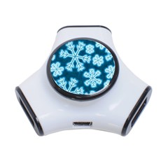 Snowflakes And Star Patterns Blue Frost 3-port Usb Hub by artworkshop