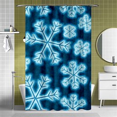 Snowflakes And Star Patterns Blue Frost Shower Curtain 48  X 72  (small)  by artworkshop