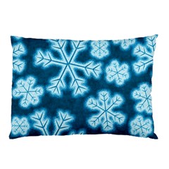 Snowflakes And Star Patterns Blue Frost Pillow Case (two Sides) by artworkshop