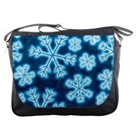 Snowflakes And Star Patterns Blue Frost Messenger Bag Front