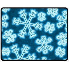 Snowflakes And Star Patterns Blue Frost Double Sided Fleece Blanket (medium)  by artworkshop