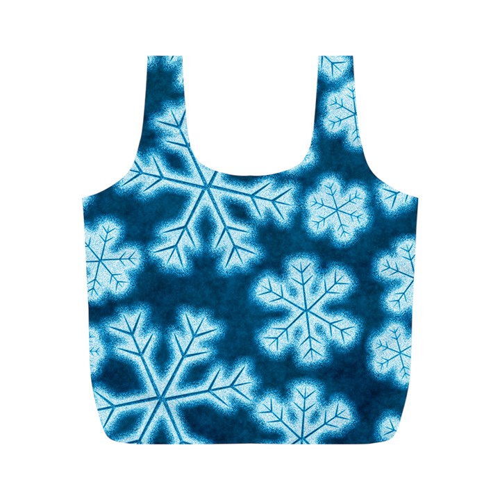 Snowflakes And Star Patterns Blue Frost Full Print Recycle Bag (M)