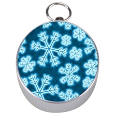 Snowflakes And Star Patterns Blue Frost Silver Compasses by artworkshop