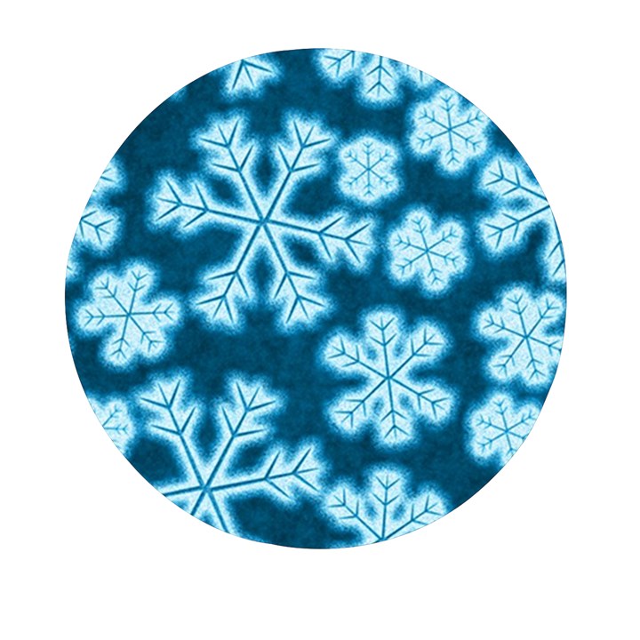 Snowflakes And Star Patterns Blue Frost Mini Round Pill Box