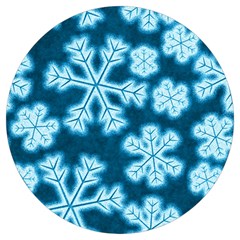 Snowflakes And Star Patterns Blue Frost Round Trivet by artworkshop