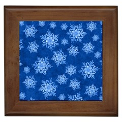 Snowflakes And Star Patterns Blue Snow Framed Tile by artworkshop