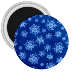 Snowflakes And Star Patterns Blue Snow 3  Magnets by artworkshop