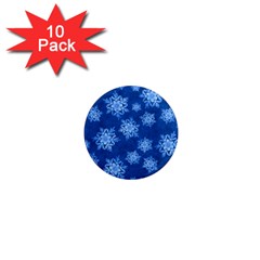 Snowflakes And Star Patterns Blue Snow 1  Mini Magnet (10 Pack)  by artworkshop