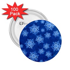 Snowflakes And Star Patterns Blue Snow 2 25  Buttons (100 Pack)  by artworkshop