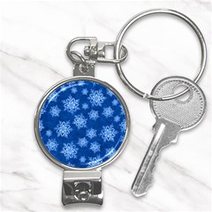 Snowflakes And Star Patterns Blue Snow Nail Clippers Key Chain by artworkshop