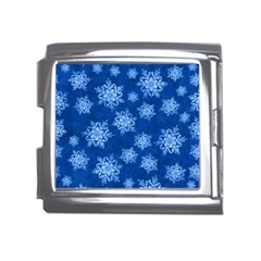 Snowflakes And Star Patterns Blue Snow Mega Link Italian Charm (18mm) by artworkshop