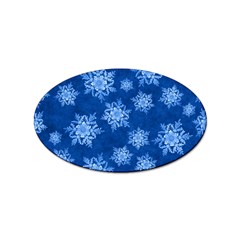 Snowflakes And Star Patterns Blue Snow Sticker Oval (10 Pack) by artworkshop