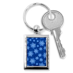 Snowflakes And Star Patterns Blue Snow Key Chain (rectangle) by artworkshop