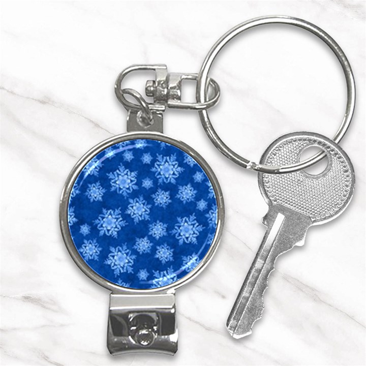 Snowflakes And Star Patterns Blue Snow Nail Clippers Key Chain