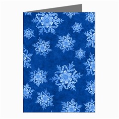 Snowflakes And Star Patterns Blue Snow Greeting Cards (pkg Of 8) by artworkshop