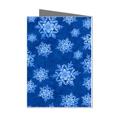 Snowflakes And Star Patterns Blue Snow Mini Greeting Cards (pkg Of 8)