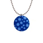 Snowflakes And Star Patterns Blue Snow 1  Button Necklace Front