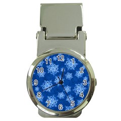 Snowflakes And Star Patterns Blue Snow Money Clip Watches by artworkshop