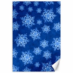 Snowflakes And Star Patterns Blue Snow Canvas 12  X 18  by artworkshop