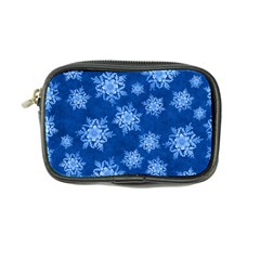 Snowflakes And Star Patterns Blue Snow Coin Purse by artworkshop