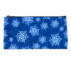 Snowflakes And Star Patterns Blue Snow Pencil Case by artworkshop